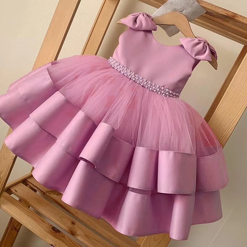 Robe Tutu en Tulle pour petites filles, tenue princesse élégante avec nœud, pour baptême, mariage, bal de promo, vêtements de fête formels pour