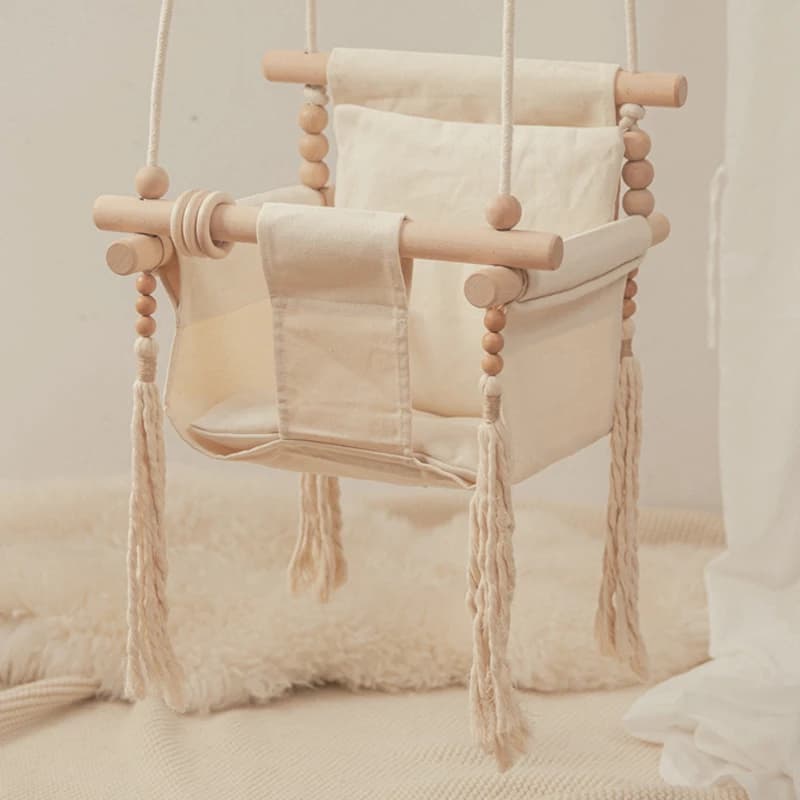 Bopoobo-Ensemble balançoire pour bébé avec ceinture de sécurité, siège en toile à bascule, jouet pour bébé de 0 à 12 mois, petit panier