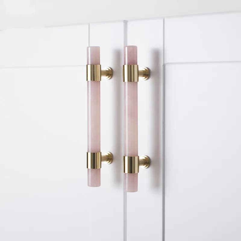 Poignée et lèvent en Marbre Naturel et Clip T en Laiton pour Armoire, Bar, Chambre à Coucher, Panneau de Chi, Porte, Meubles, Commode