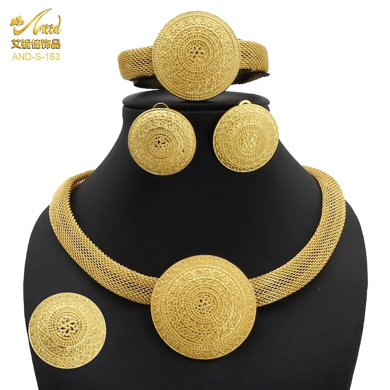 ANIID femmes éthiopien couleur or ensemble de bijoux de mariée dubaï bijoux de mariage brésilien érythréen africain boucle d'oreille colliers