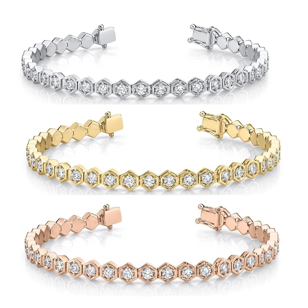 Bracelet chaîne de Tennis en nid d'abeille hexagonal géométrique de haute qualité, 16cm 18cm, 3 couleurs, bijoux en zircone cubique