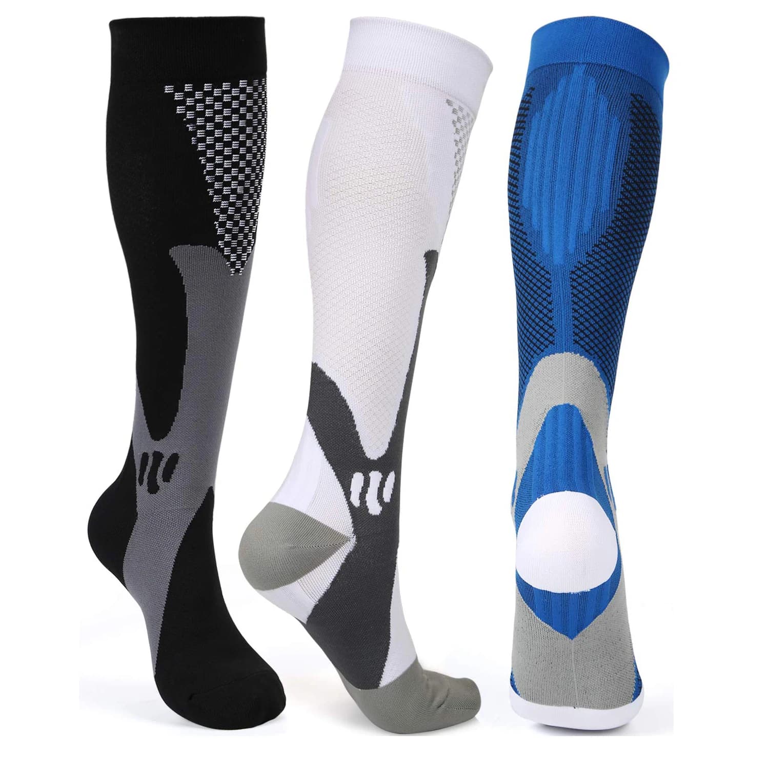 3 paires de chaussettes de Compression pour femmes et hommes, bas d'allaitement médical, 20-30 mmHg, chaussettes de sport, Marathon, cyclisme,