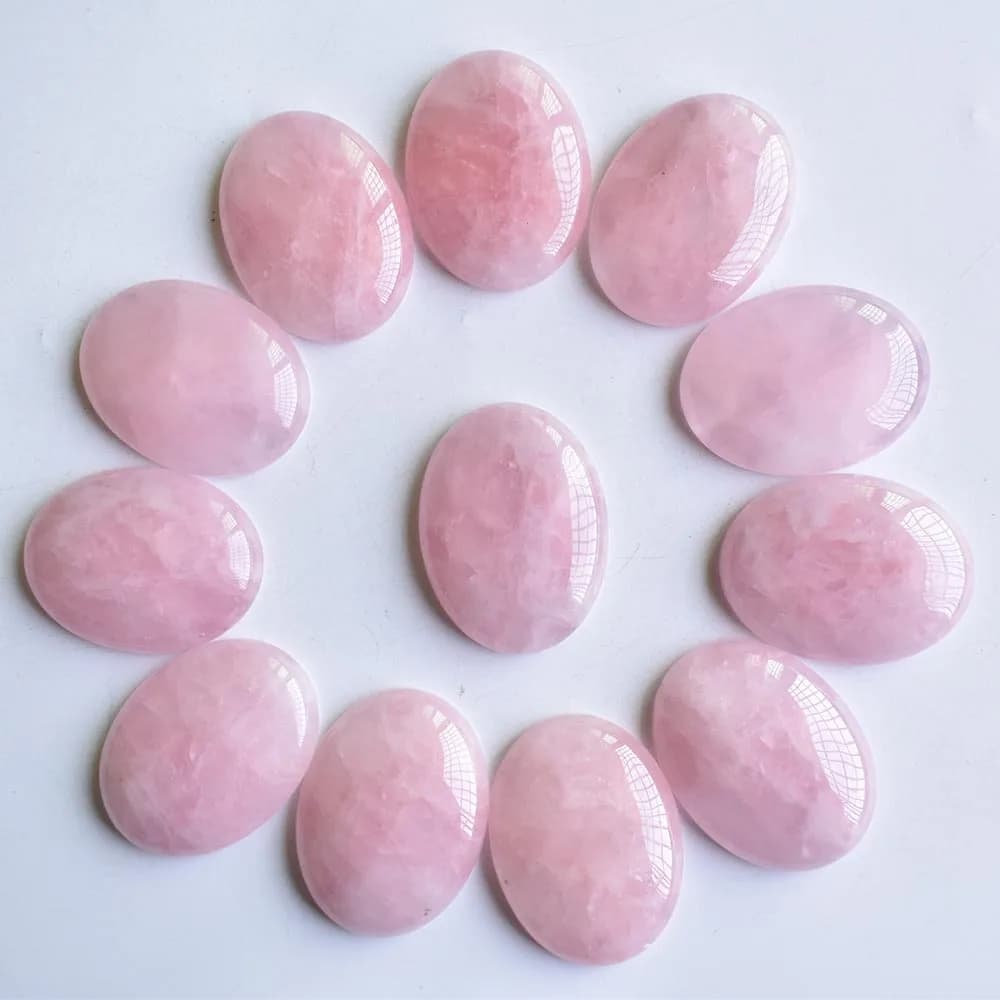 Perles de cabochon ovales en pierre de quartz rose naturel de haute qualité, pour la fabrication d'accessoires de bijoux, vente en gros, livraison
