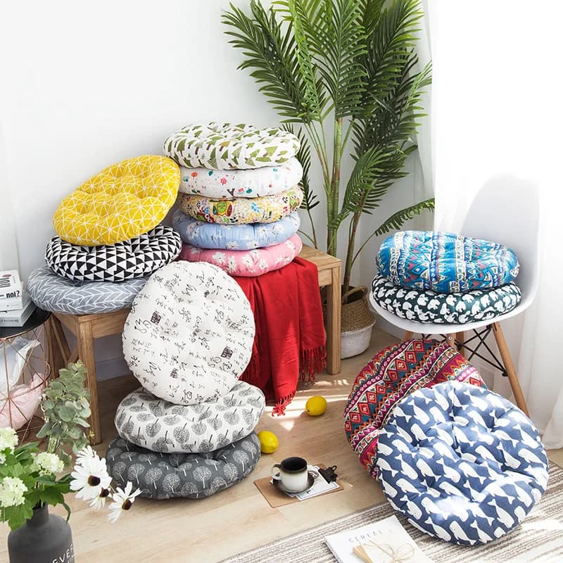 Coussin de siège rond 40x40 45x45 50x50, décoration de bureau à domicile, coussin de chaise, tapis Tatami imprimé de haute qualité