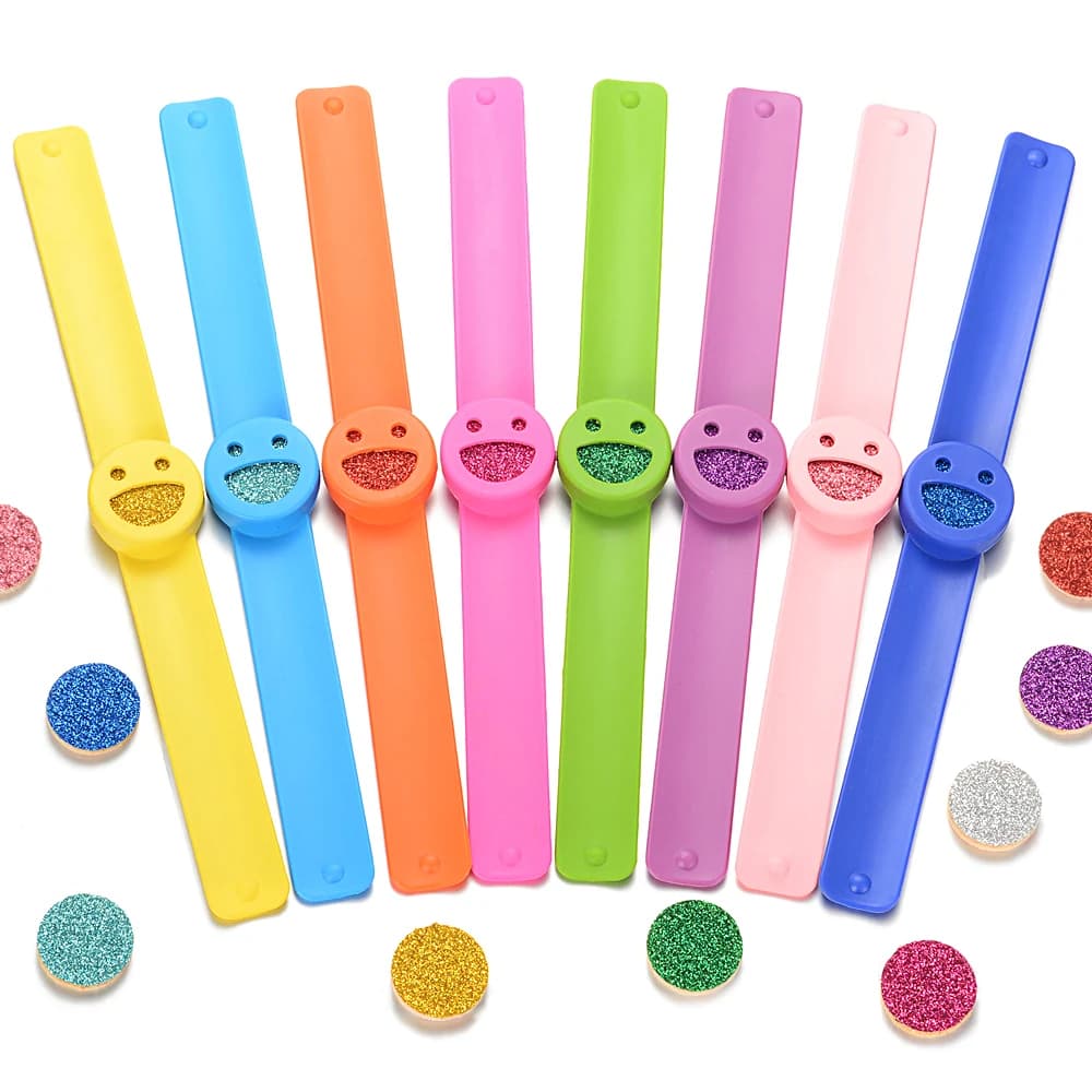 10 pièces/lot 8 couleurs mélangées bonbons enfants sourire Silicone gifle diffuseur Bracelet huile essentielle diffuseur Silicone Bracelets pour