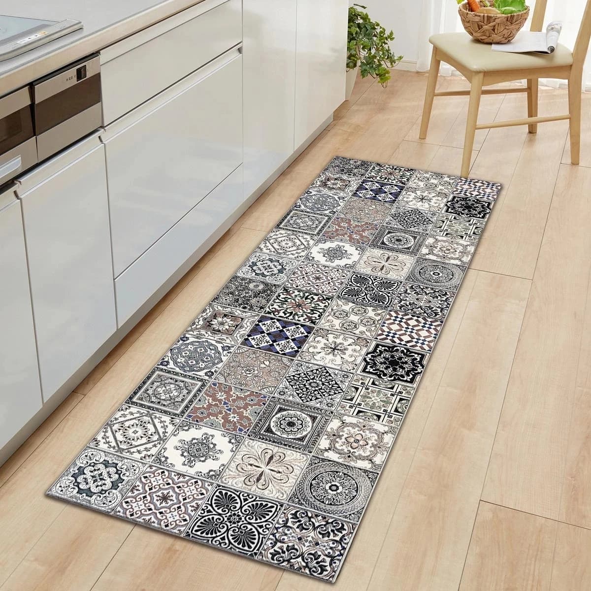 Tapis de cuisine à motif marocain, style Boho, pour porte d'entrée, en flanelle, antidérapant, pour couloir, décoration de maison