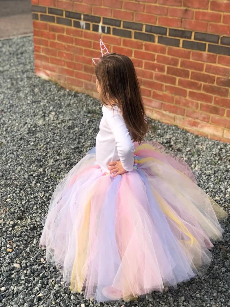 Jupes tutu longues pastel pour filles, jupons en tulle faits à la main, sous-jupes de danse pour enfants, costume de fête d'anniversaire et de Noël