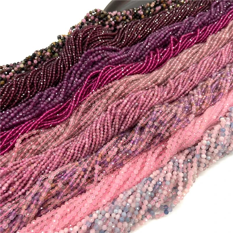 Petites perles en pierre naturelle à facettes, opale rose, morgan adt, entretoise quartz, cristal, bijoux, bracelets de collier de direction, 2mm,