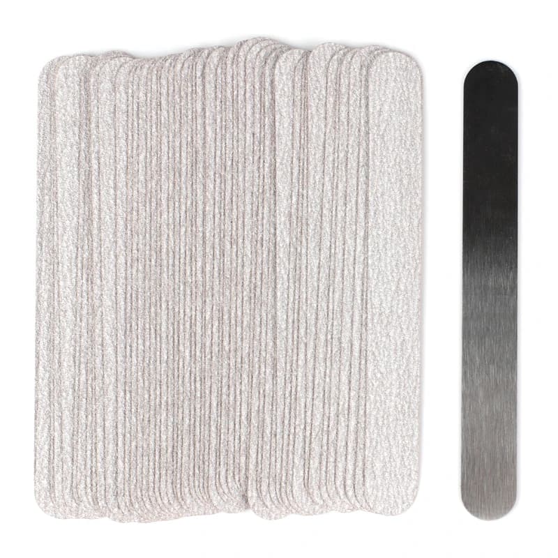 100/200 pièces 13.5CM Mini lime à ongles remplaçable auto-adhésive amovible tampons de papier de verre poignée en métal 100/180/240 tampon de