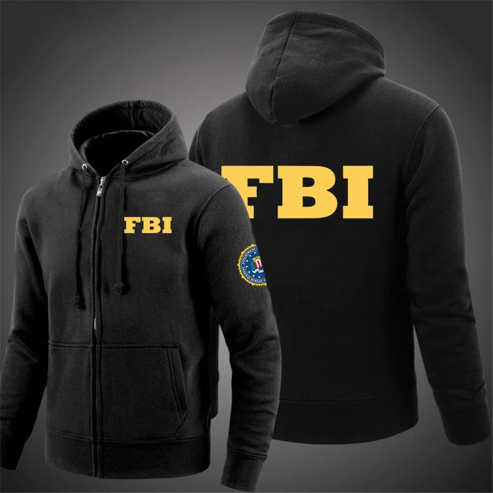 FBI-Sweat à capuche zippé imprimé à la mode pour hommes, vestes de sport décontractées, sweats à capuche du collège Harajuku, PVD Y-,