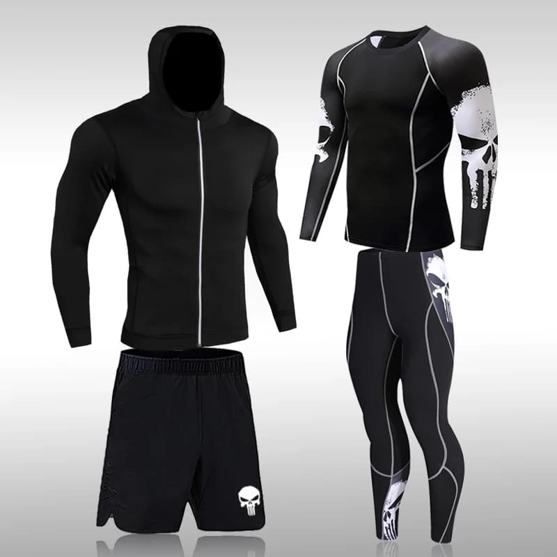 Vêtements de sport à Compression pour hommes, collants de gymnastique, vêtements d'entraînement, Jogging, ensemble de sport, course à pied,
