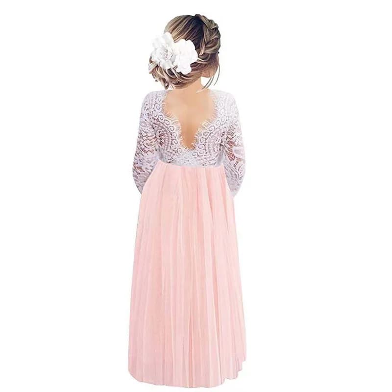 Vêtements Kirls en dentelle pour enfants, ligne a au dos, Tutu droit en Tulle, robes de soirée pour filles