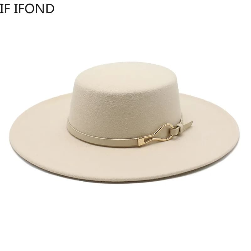 Casquette de Jazz Fedoras en feutre de laine de couleur unie, chapeaux chauds d'hiver de 10CM à large bord, chapeaux d'église de Style britannique,