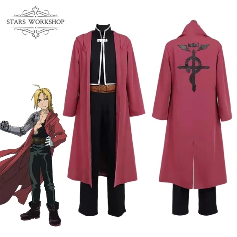 Fullmetal Alchemist Anime Cosplay Costume pour homme, Edward Elric Cosplay Costume, manteau semblable, Everak imbibé pour Halloween, carnaval, sur