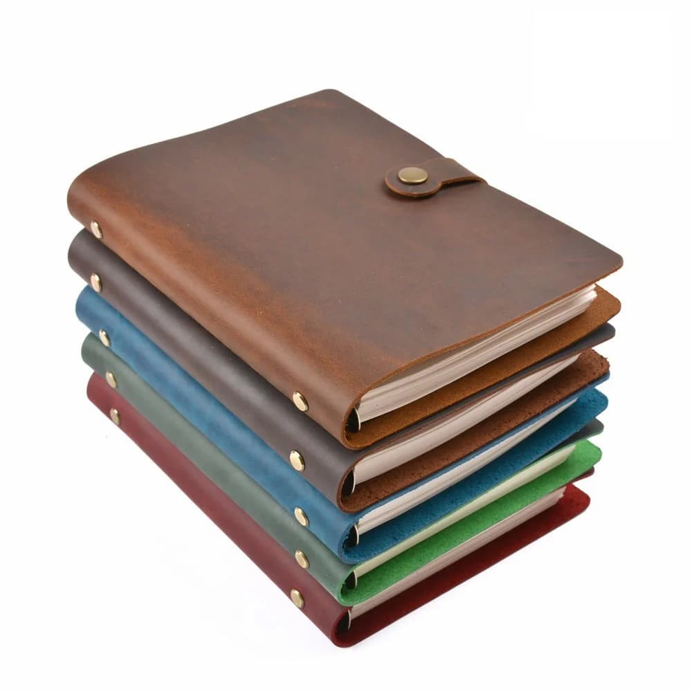 Carnet de notes en cuir véritable A5, couverture à feuilles mobiles, Journal de bureau, livre de voyage, carnet de croquis fait à la main,