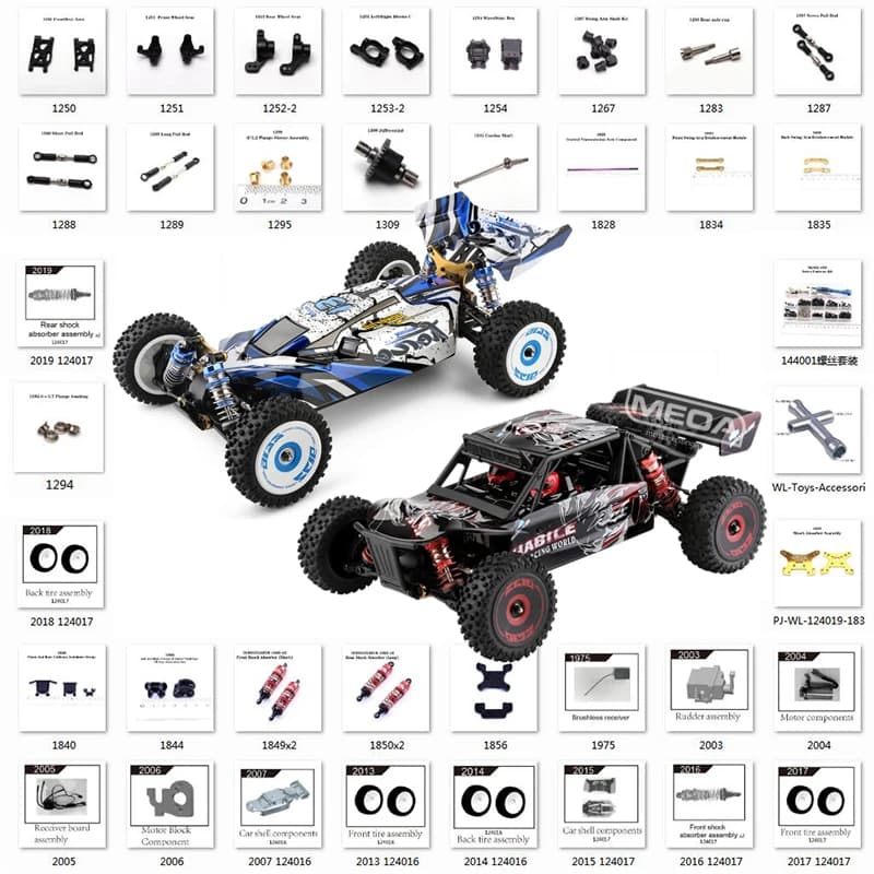 WLtoys 124016 124017   Pièces de rechange originales pour voiture RC, récepteur de moteur sans balais, bras oscillant ESC, boîte de vitesses