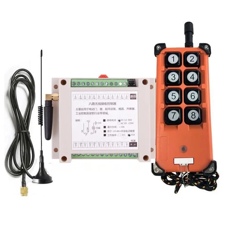 315/433mhz DC 12V 24V 36V 8 canaux RF système de télécommande sans fil récepteur émetteur puissance universelle industrielle 200-3000m