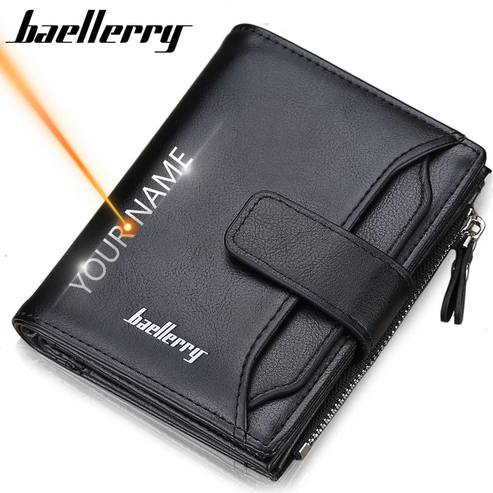 Portefeuilles pour hommes Baellerry, design court tendance, porte-cartes à fermeture éclair, porte-monnaie pour hommes, poche à monnaie solide,