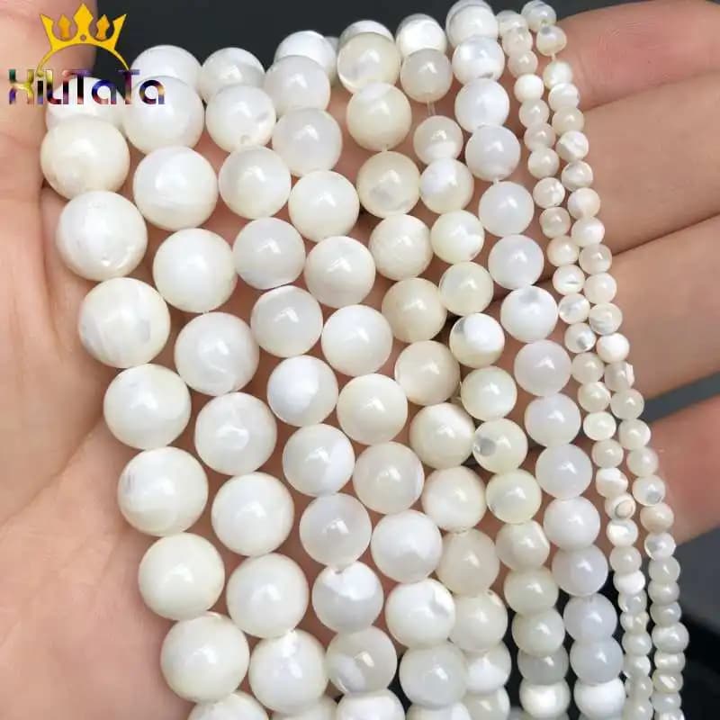 Perles de serpillière rondes blanches, perles naturelles en vrac pour la fabrication de bijoux, bricolage, Bracelet, collier, 15 pouces, taille au