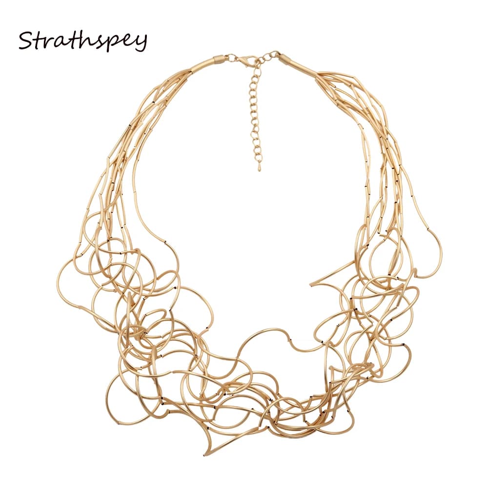 STRATHSPEY nouveau Long irrégulier Tube de cuivre collier pour femmes couleur or collier déclaration de mariage colliers bijoux
