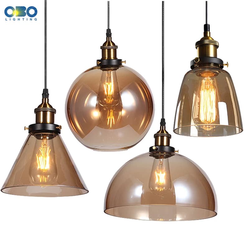 Lampe Suspendue Vintage en Verre de Couleur Claire et Thé, Luminaire Moderne avec Fil de 1 à 1.5m, pour Salle à Manger et Foyer, 110x240V