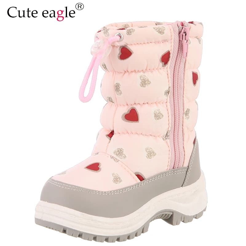 Bottes de neige antidérapantes pour filles, mignon aigle, pour enfants, alpinisme, ski, bottes chaudes en feutre, activités scolaires de plein air,