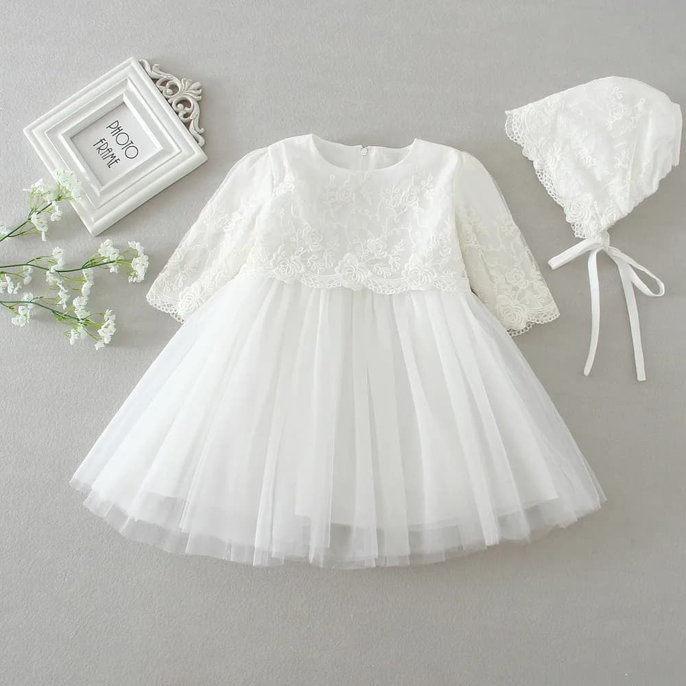 Robe de baptême pour bébé fille, en dentelle blanche, tenue de fête de premier anniversaire, mignonne, pour nourrissons, 3-24