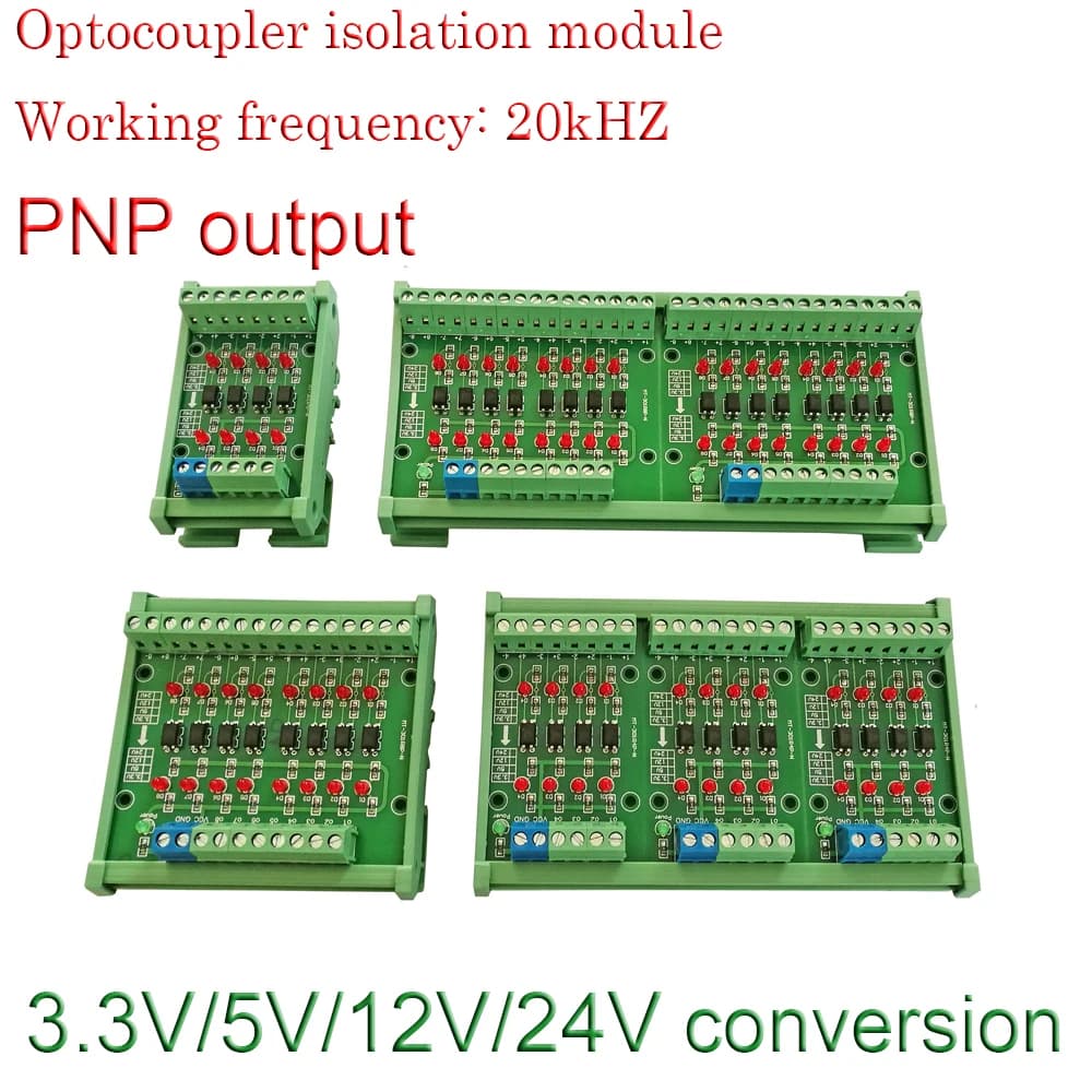Carte d'isolation optocoupleur de sortie PNP 2-32 voies, convertisseur de tension, Module isolé, carte de niveau de Signal PLC 1.8V 3.3V 5V 12V 24V