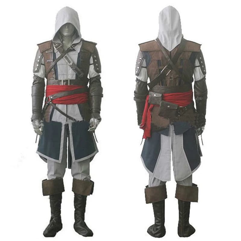 Uniforme tenues personnalisation complète Costume Halloween PartyAssassins Cosplay Edward Costume Creed drapeau noir Kenway hommes femmes