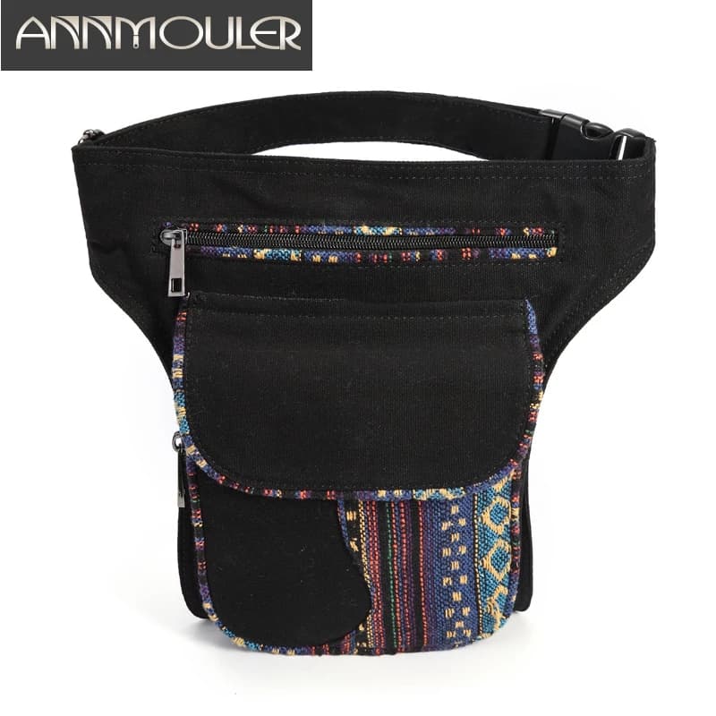 Annmouler sac de taille pour femmes Style bohème Fanny Pack dames sac de hanche Patchwork téléphone poches sac grande capacité jambe sac à main