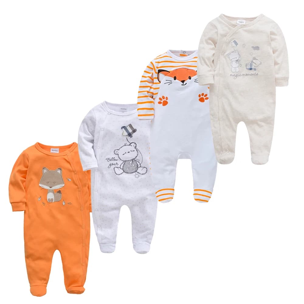 Kavkas – barboteuse en coton pour bébés garçons et filles, 3 4 pièces/lot, vêtements pour nouveau-nés, manches longues, combinaison douce