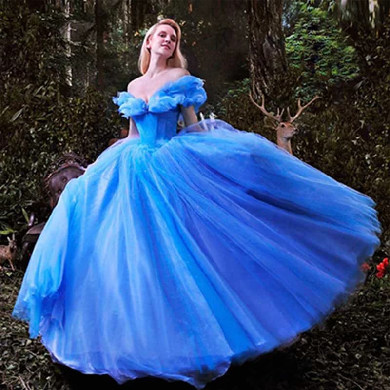 Robe de Mariée de Luxe Bleue Cendrillon pour Femme, Tenue de Bal pour Halloween, Nouveau Film