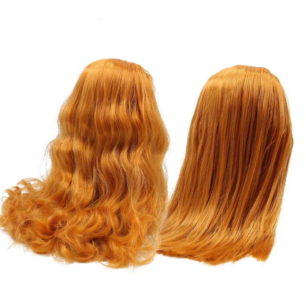DBS blyth poupée glacé RBL cuir chevelu perruques cheveux orange cheveux raides cheveux courts bricolage anime perruque pour poupée personnalisée