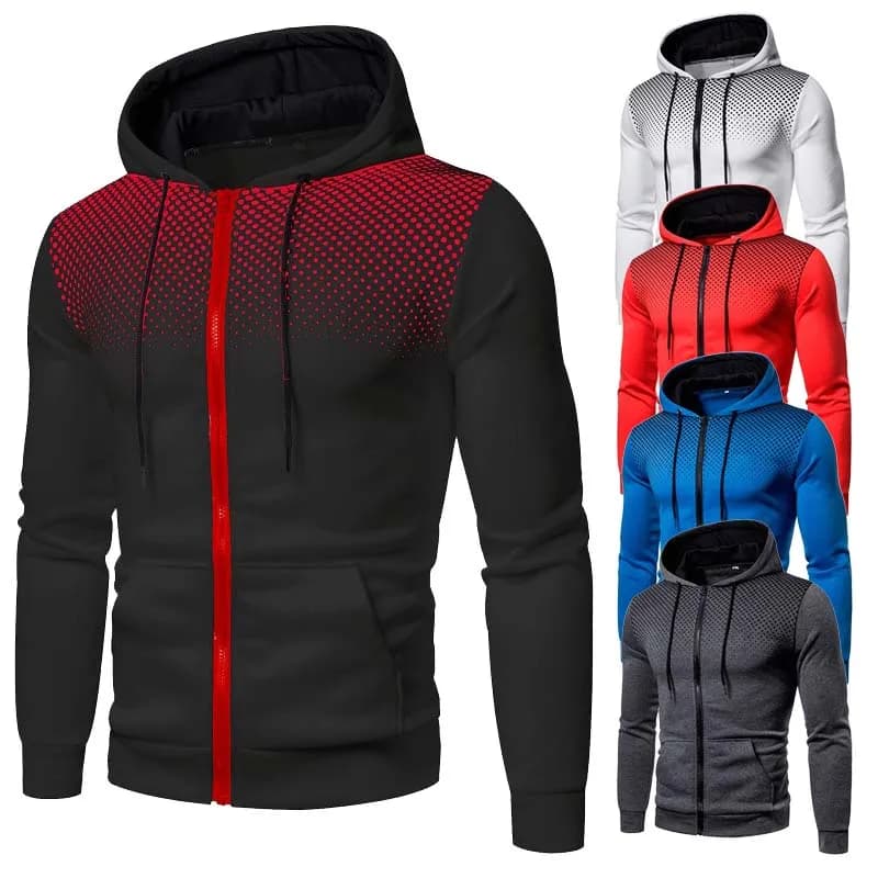 Sweat à capuche pour hommes sweat à capuche zippé graphique poche à fermeture éclair imprimé à pois sport en plein air décontracté quotidien