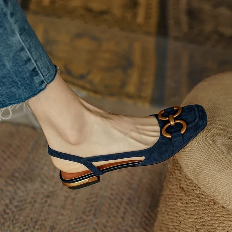 Sandales à Talons Carrés pour Femme, Chaussures Élégantes et Décontractées, Plates à Enfiler, pour Bureau et ix, à la Mode, 2022