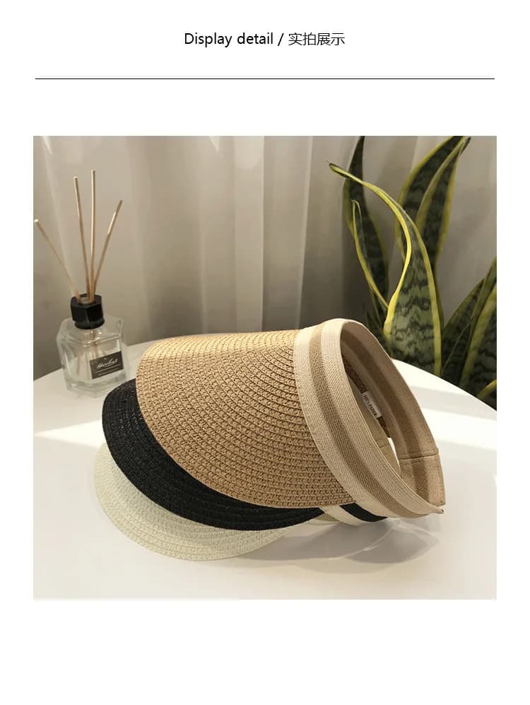 Chapeau pare-soleil africain pour femmes, casquette de protection UV en paille à large bord
