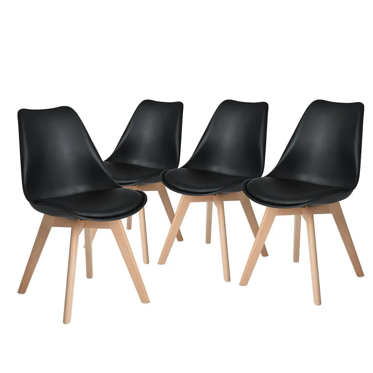 Un ensemble de 2/4/6 chaises de salle à manger du milieu du siècle, chaise longue en plastique de Style moderne avec pieds en bois pour cuisine et