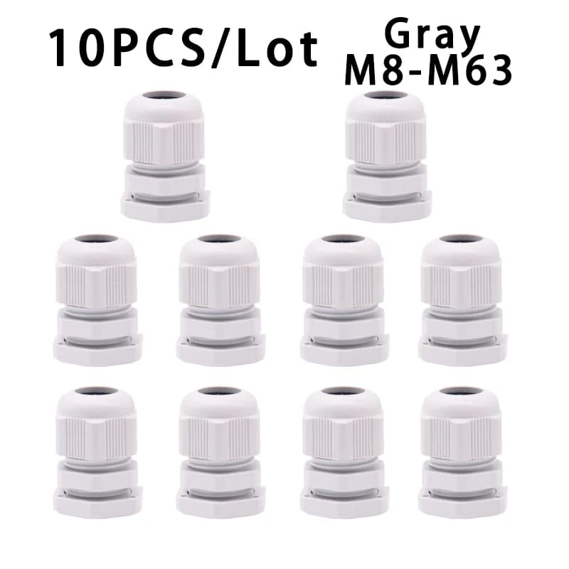 Presse-étoupe étanche M8 M12 M16 M20 M25 M32 M40, Joint d'étanchéité en plastique gris M40 M50 M63 Nylon IP68, Joint de fixation de câble blanc,