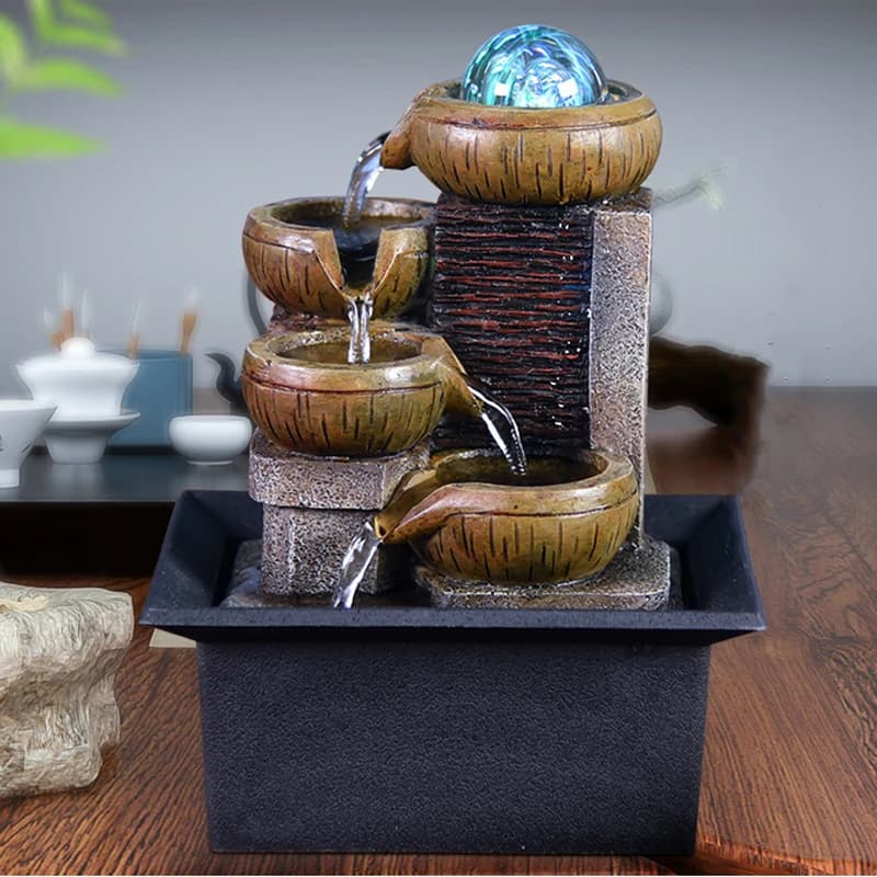 Fontaine d'eau de bureau Portable, Kit de cascade de table, Relaxation apaisante, méditation Zen, Fengshui porte-bonheur, décorations pour la