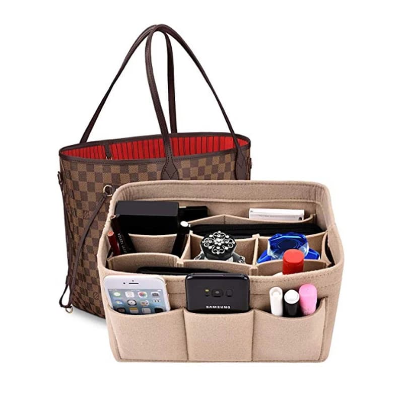 Sac d'insertion d'organisateur de maquillage pour sac à main, sac à cosmétiques portatif de sac à main intérieur de voyage, sacs à cosmétiques
