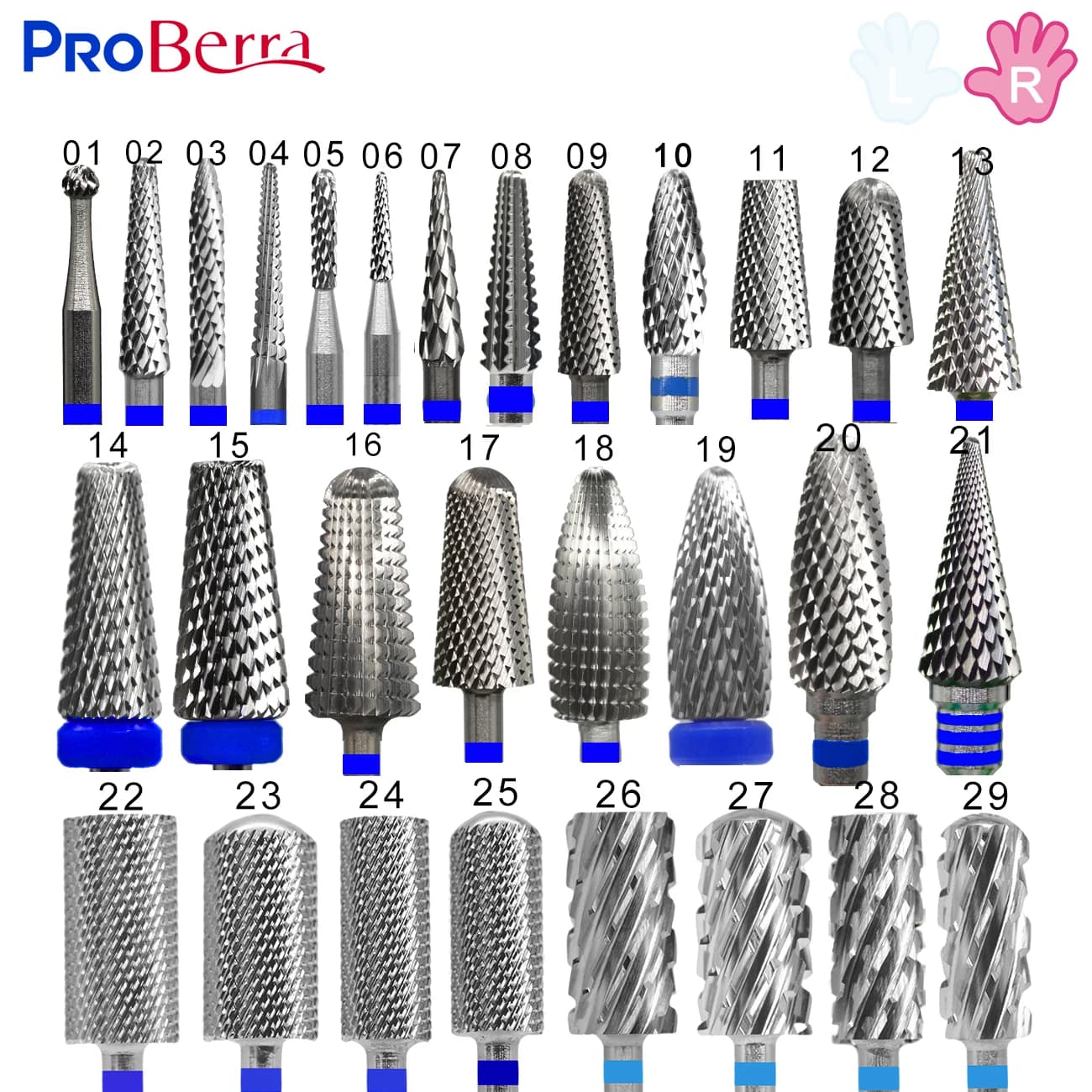 RolinStar main droite promotion type baril en carbure tige stable accessoires coupe pédicure ongles fraisage forets