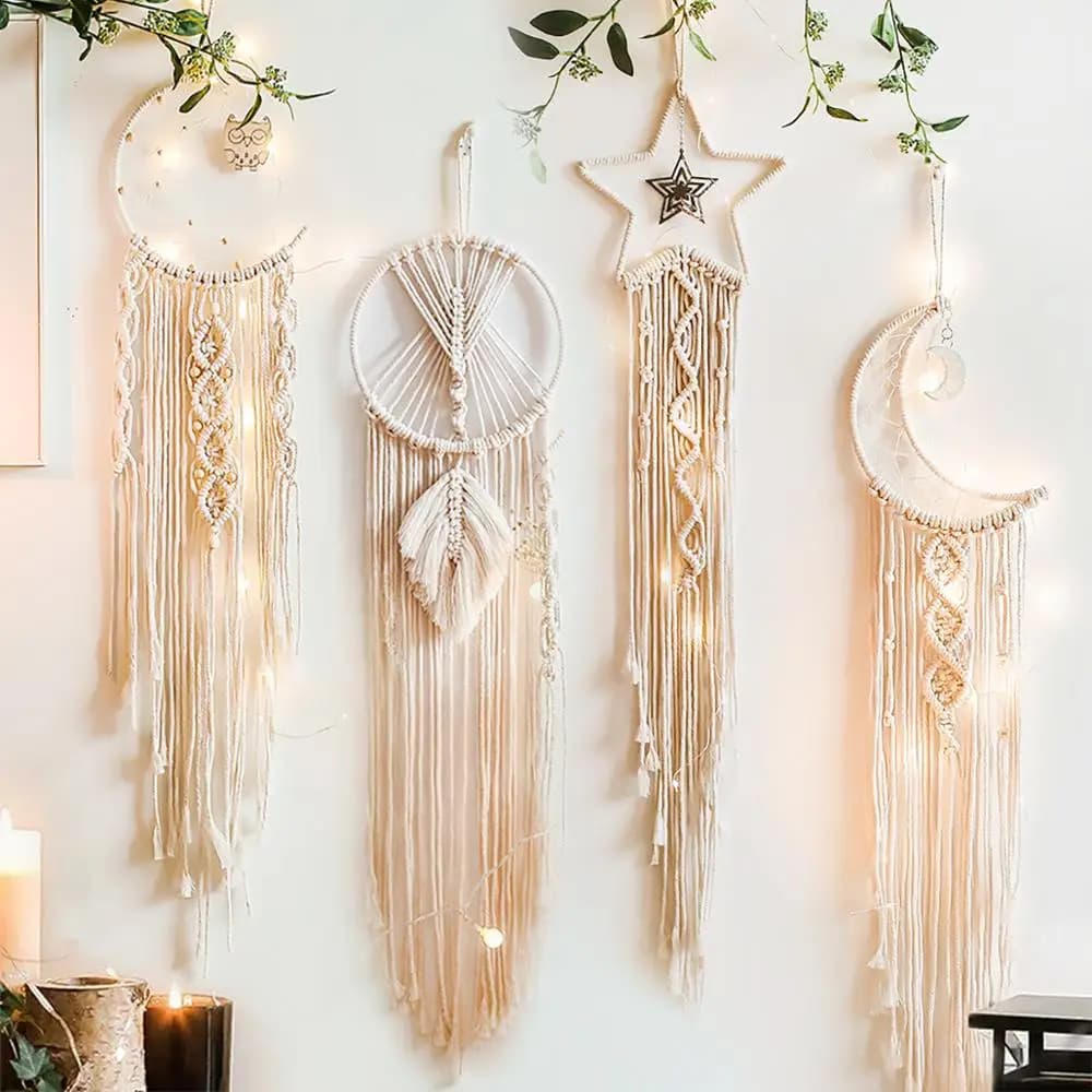 Attrape-rêves en macramé Boho, décoration de maison, lune, Ramadan, tenture murale, décoration de chambre nordique pour bébé, pépinière