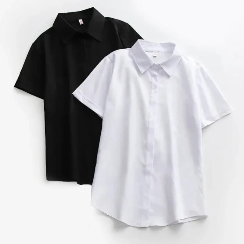 JMPRS grande taille femmes chemise blanche été à manches courtes bureau dames noir boutonné hauts ample solide blouse décontractée S-5XL nouveau