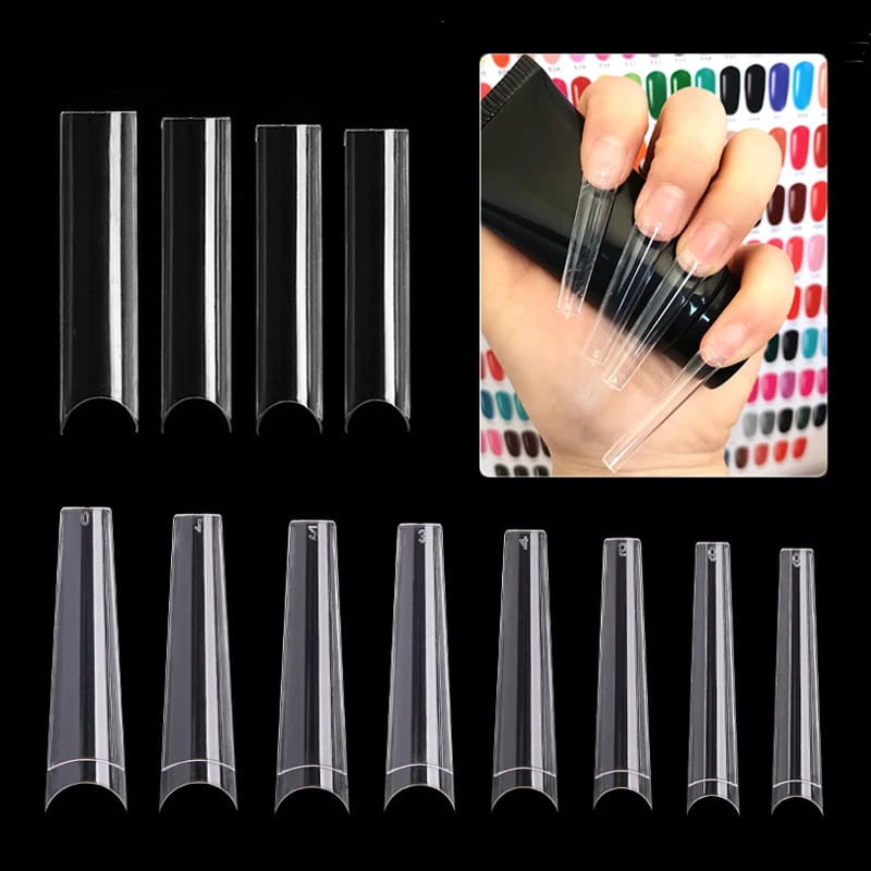 240 pièces/600 pièces XXL faux ongles longs/embouts demi-couverture ongles conseils boîte Stiletto clair faux ongles cercueil/carré ABS manucure