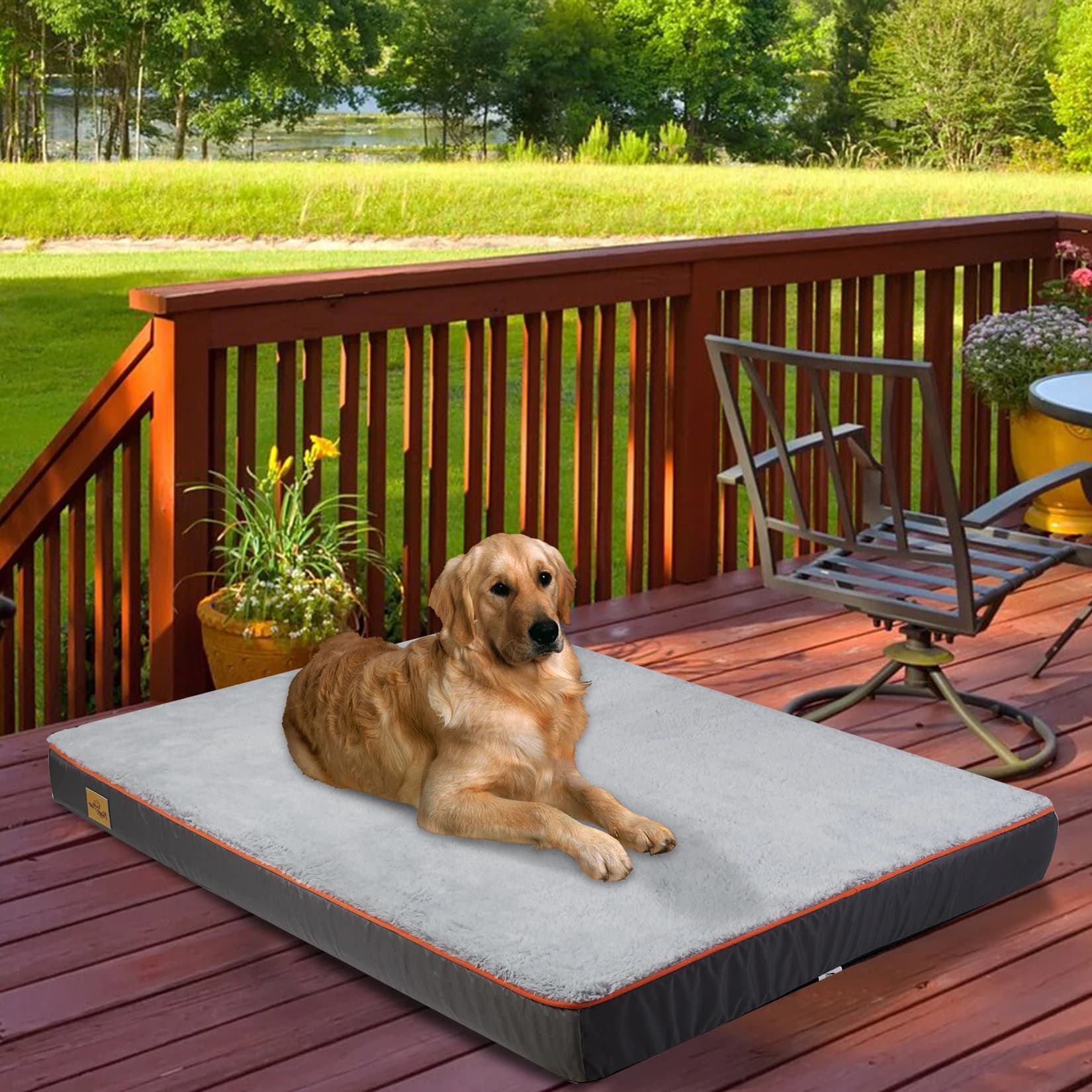 Grand lit orthopédique pour chien, chenil en mousse à mémoire de forme, imperméable, avec housse amovible et lavable, soulagement des