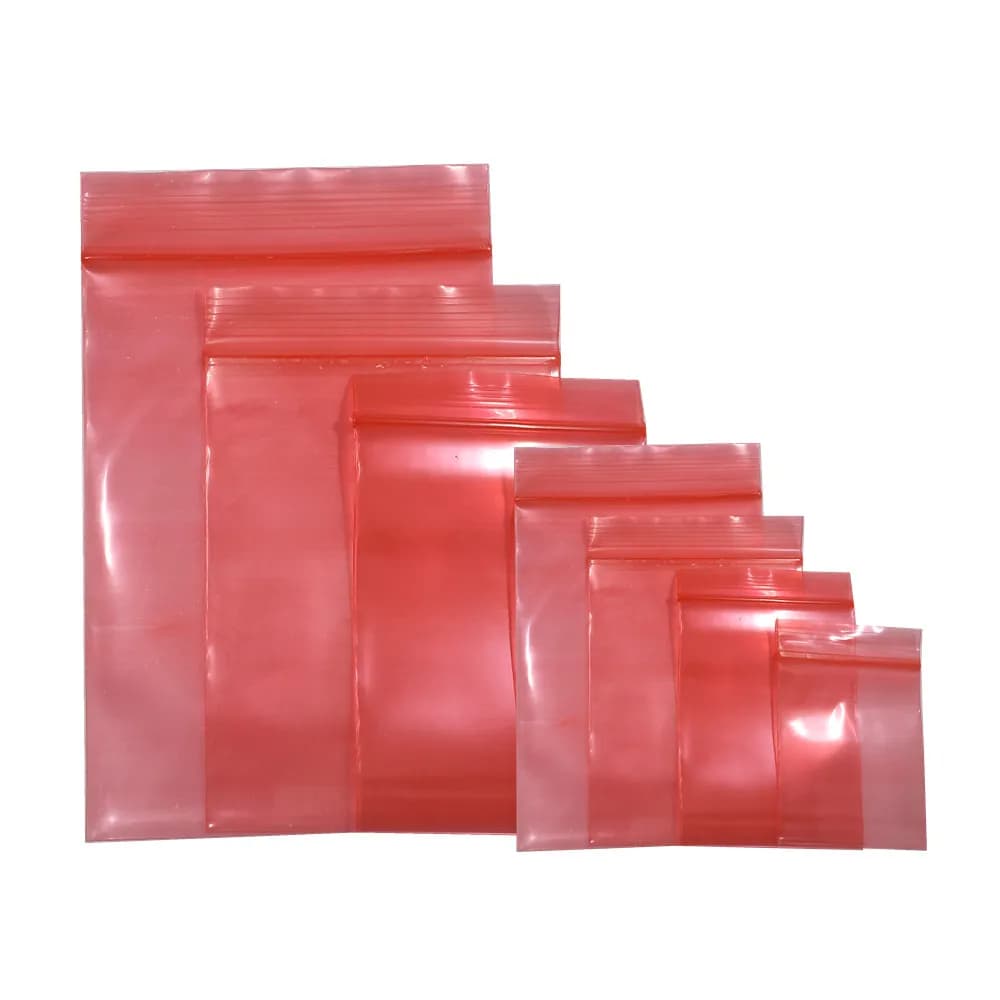 AWEPK 100 pièces PE auto-scellant rouge ESD blindage antistatique sac fermeture éclair sacs antistatique paquet pochettes pour le stockage