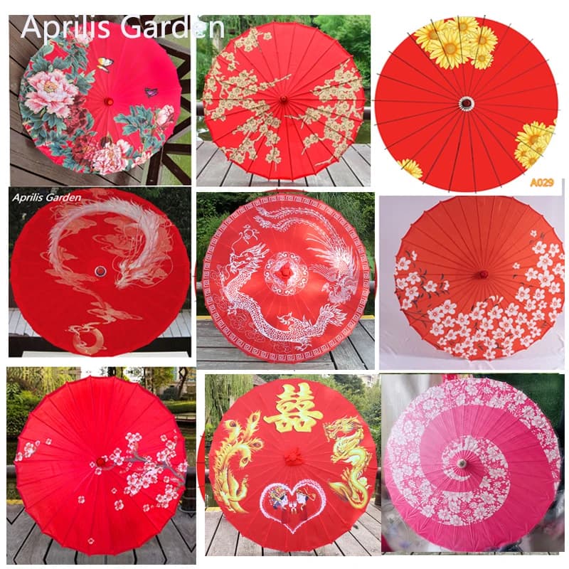 Mariage rouge papier huilé parapluie Hanfu parapluie femme Style chinois mariage soie parapluie décoration Parasol Paraguas Sombrilla