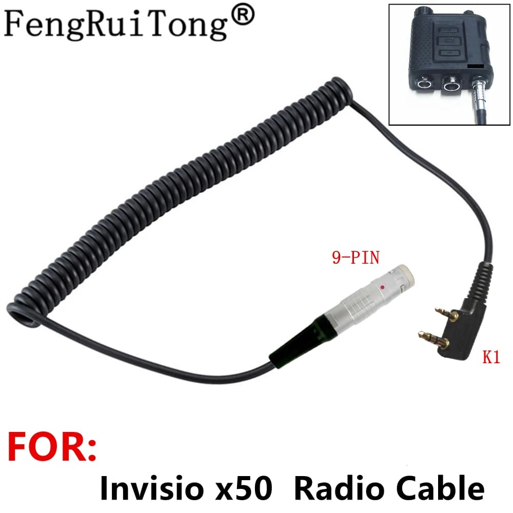 Câble radio K1 vers Lemo 9 broches pour Invisio X50 ptt, Mend2 Type Pin Puxing WOUXUN Baofeng UV5R UV82 Invisio X50