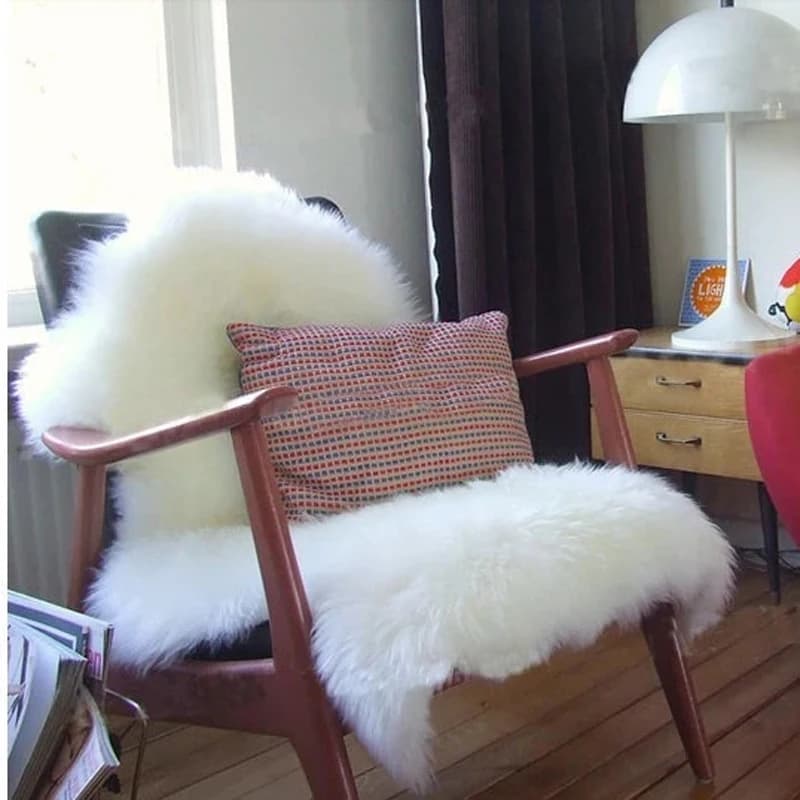 Tapis en fausse fourrure blanche douce, couverture de canapé, de siège, de chambre à coucher pour enfants, en peluche longue et soyeuse