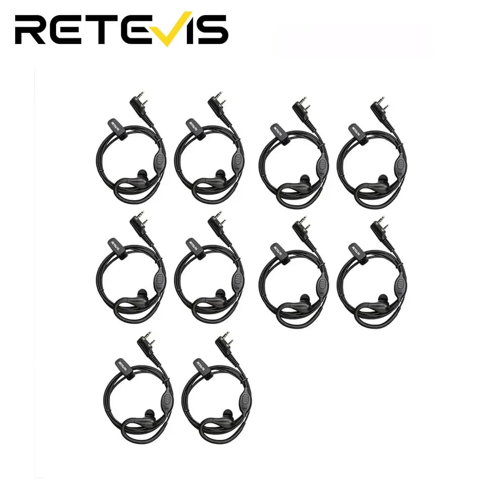 Retevis 10 pièces 2Pin oreillette écouteur talkie-walkie écouteurs pour Retevis RB618 H777 RT622 Radio bidirectionnelle pour Kenwood/Baofeng